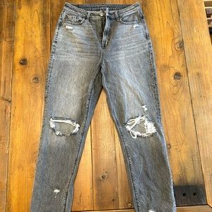 American Eagle distressed black straight leg jeans
